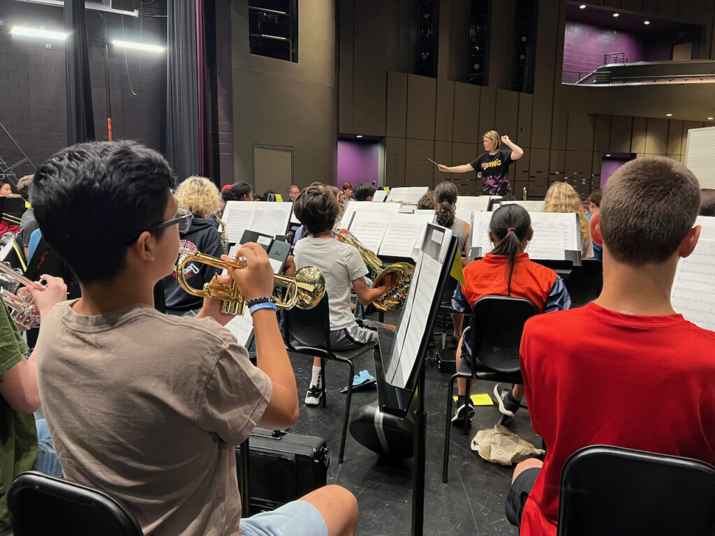 Picture of trumpet players at middle school band camp