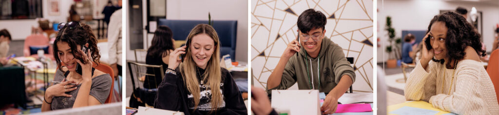 Four students calling BEF Donors to thank them on BEF Day of Gratitude