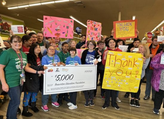 CTP students with big check