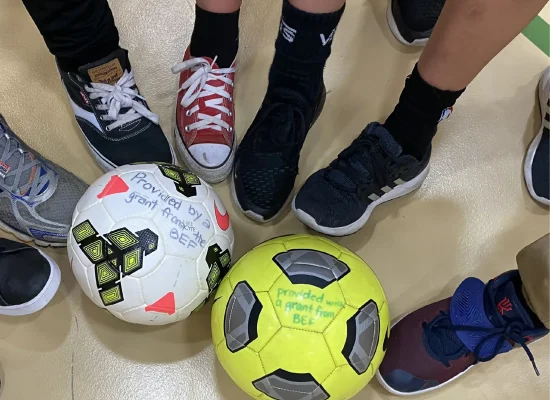 soccer balls with BEF on them